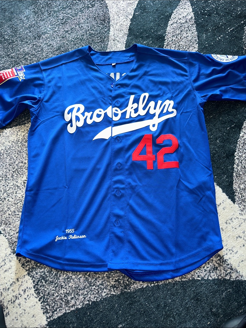 MLB Brooklyn Royal Blue Men's Baseball Jersey with Red 42